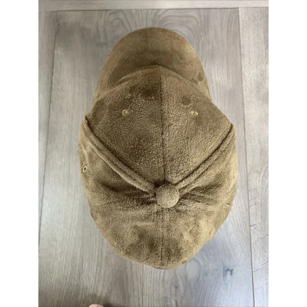 Faux Suede Brown Ball Cap Adj Hook & Loop Closure 100% Polyester Lightweight - Picture 5 of 9